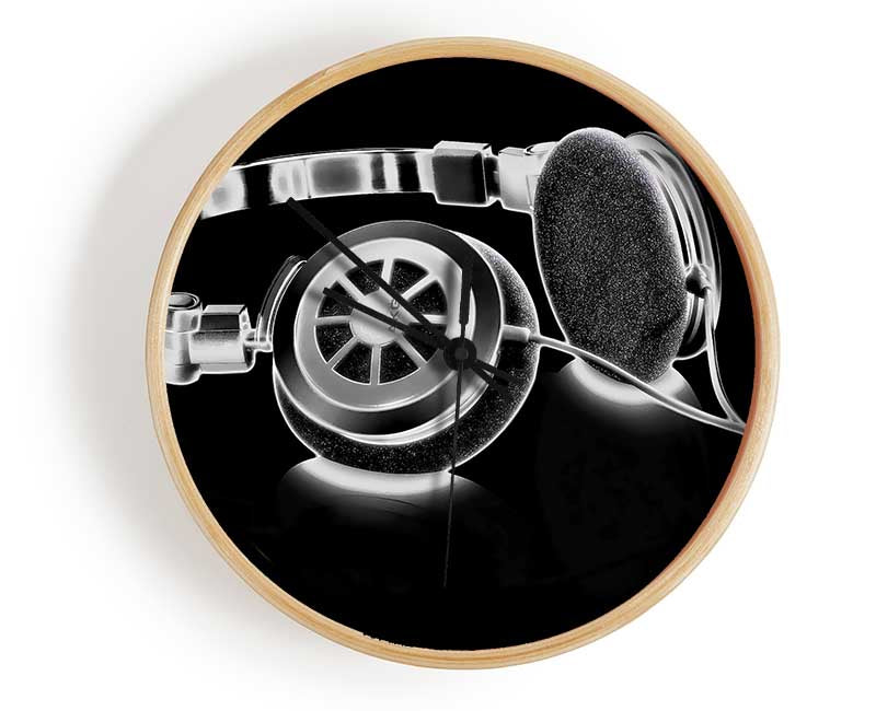 Headphones B n W Clock - Wallart-Direct UK