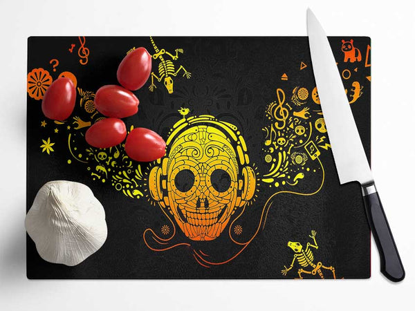 Skeleton Heads Glass Chopping Board