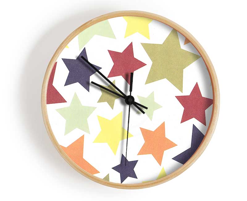 Colourful Stars Clock - Wallart-Direct UK