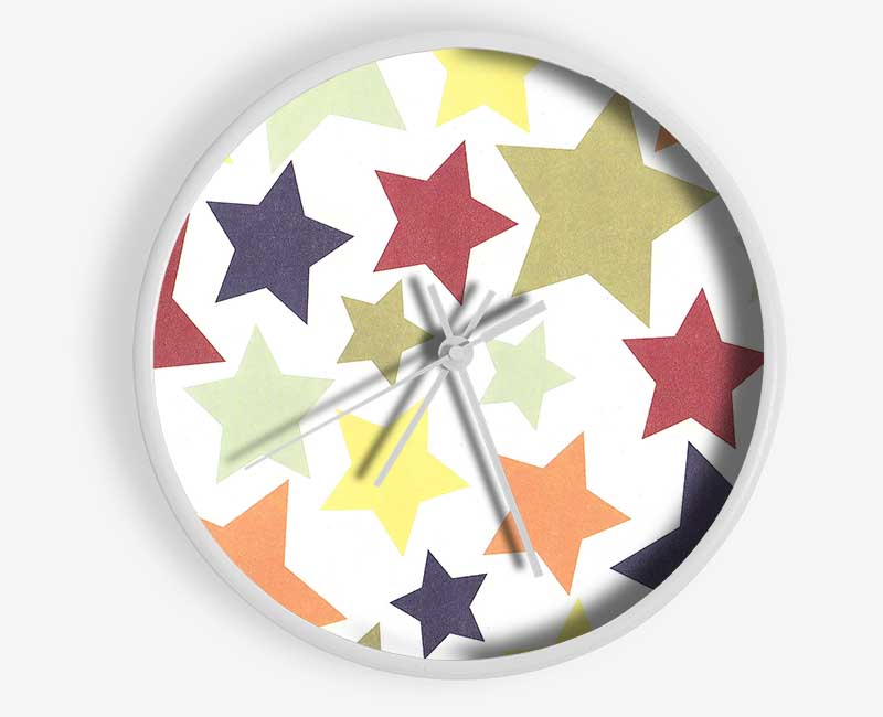 Colourful Stars Clock - Wallart-Direct UK