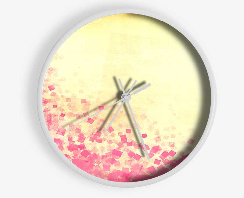 Pink Squares Clock - Wallart-Direct UK