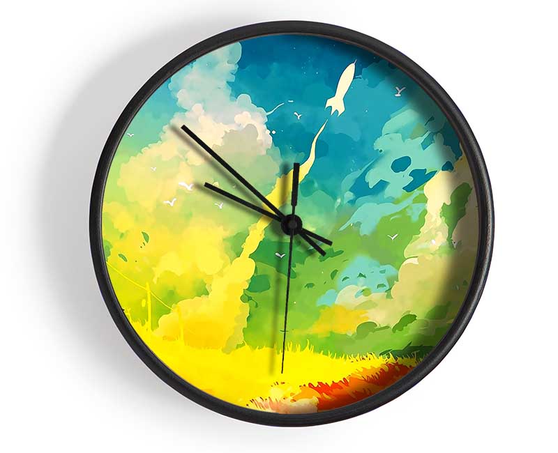 Clouds Multicolour Clock - Wallart-Direct UK