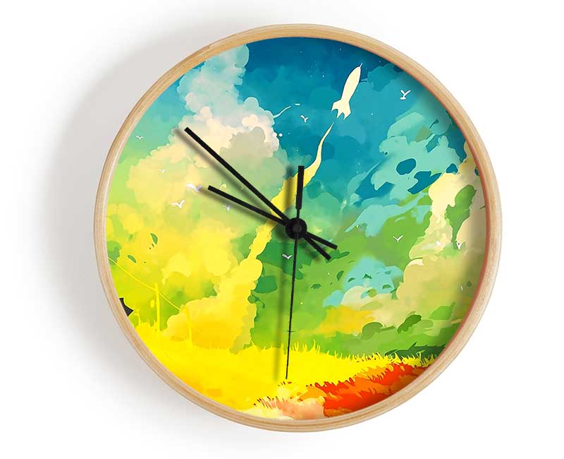 Clouds Multicolour Clock - Wallart-Direct UK