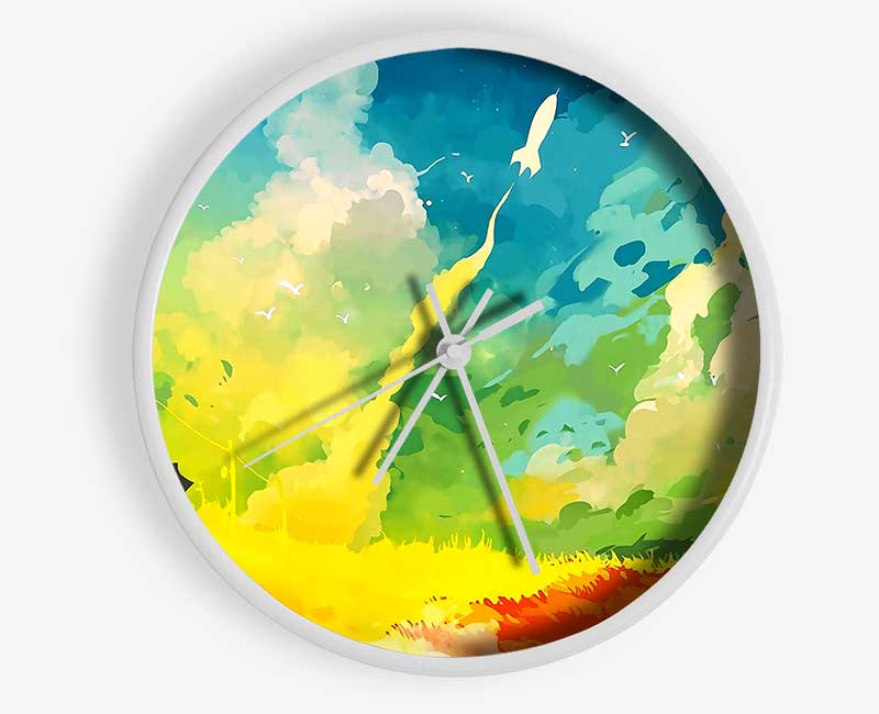 Clouds Multicolour Clock - Wallart-Direct UK