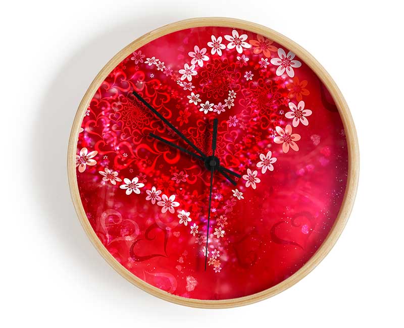 Love Heart Flowers Clock - Wallart-Direct UK