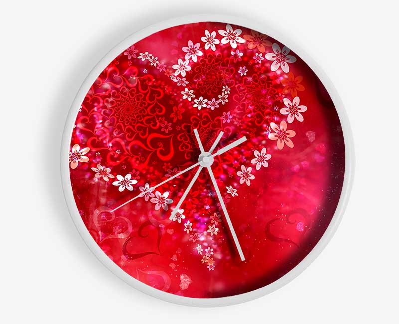 Love Heart Flowers Clock - Wallart-Direct UK