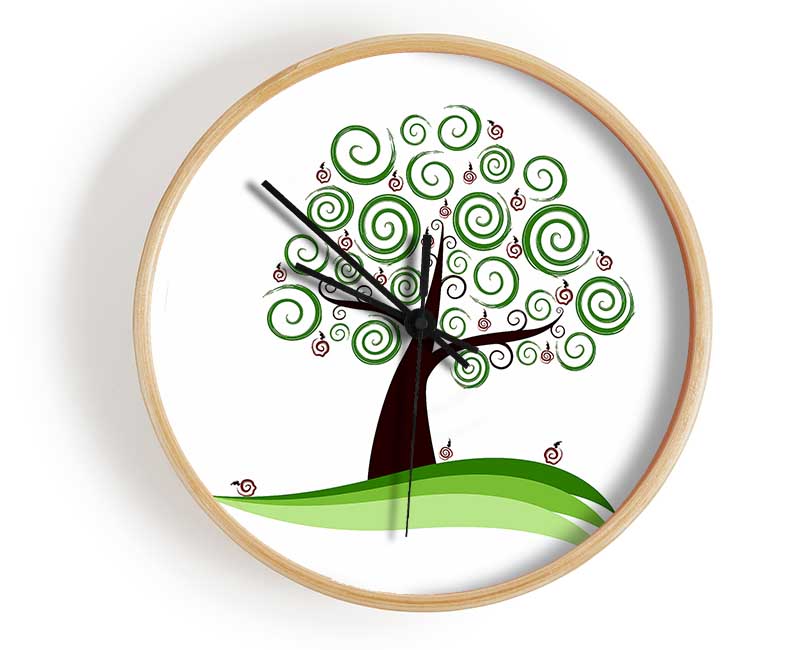 Green Cherry Tree Clock - Wallart-Direct UK