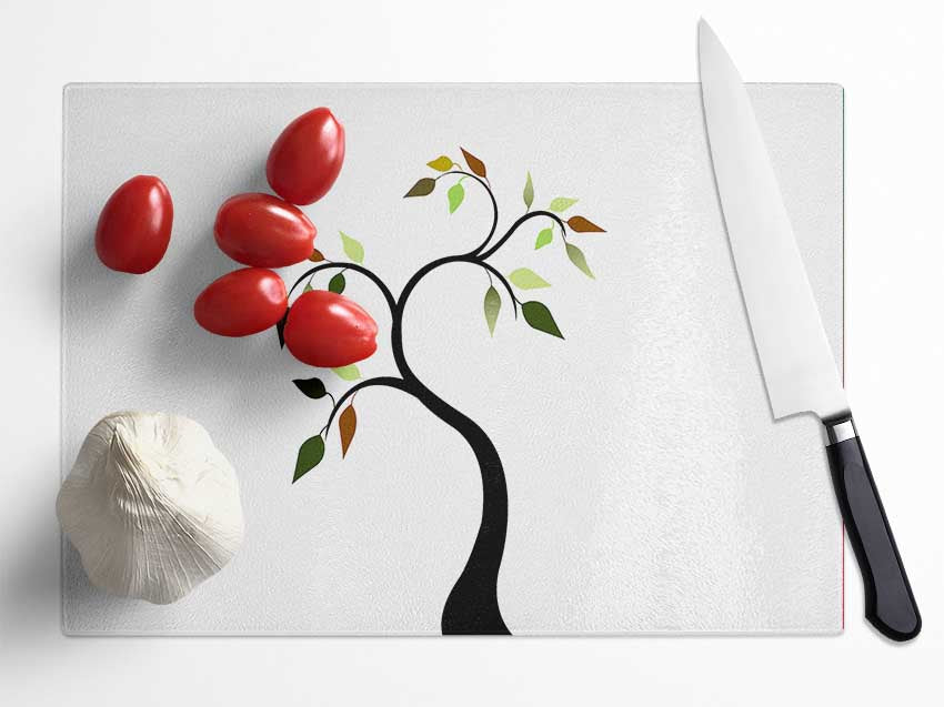 Autumn Tree Glass Chopping Board