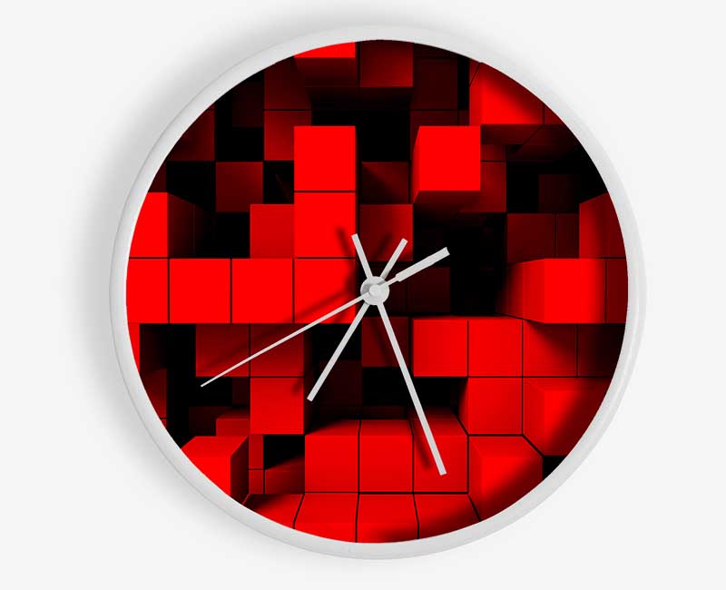 Red Cubism Clock - Wallart-Direct UK