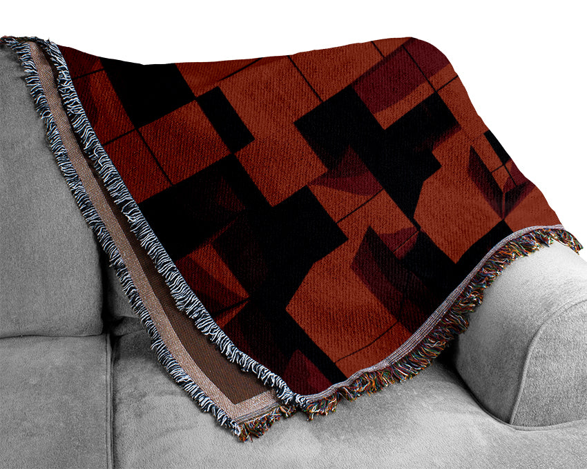 Red Cubism Woven Blanket