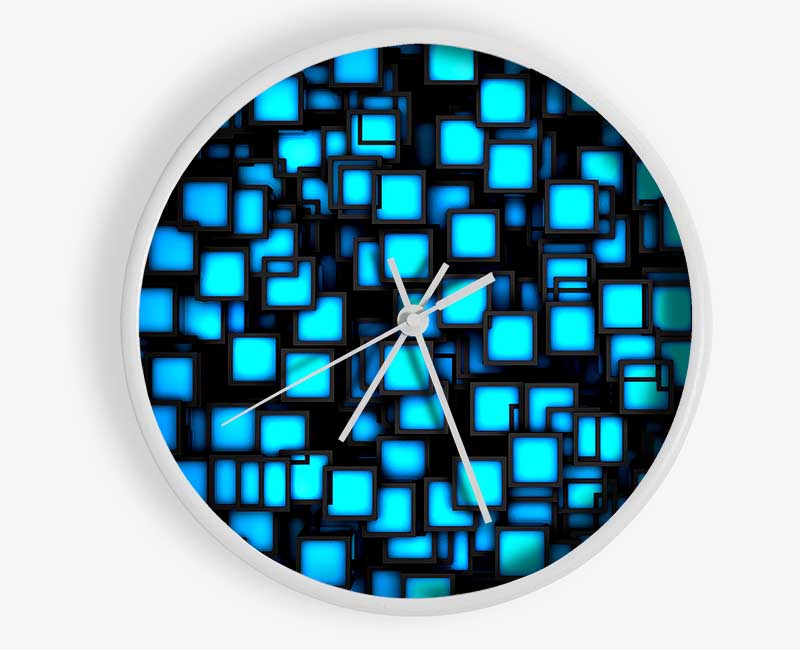 Neon Squares Clock - Wallart-Direct UK