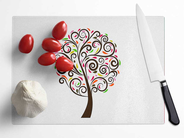 Multi-Coloured Tree Glass Chopping Board