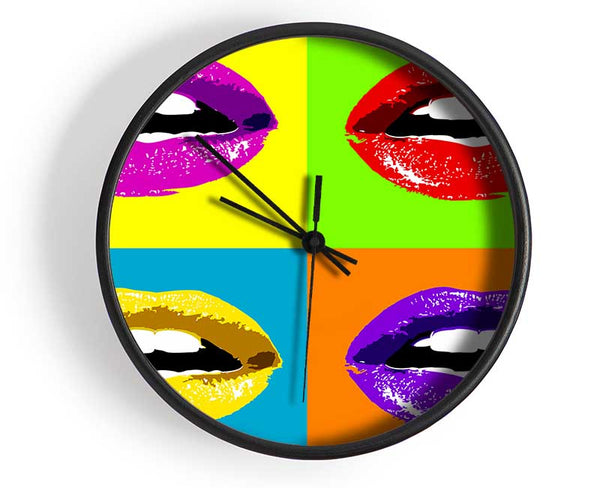 Vibrant Pop Art Lips Clock - Wallart-Direct UK