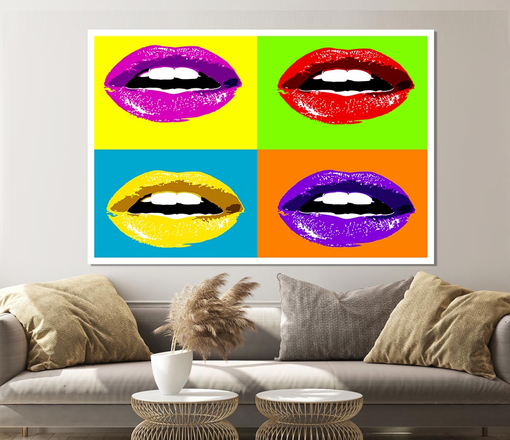 Vibrant Pop Art Lips Print Poster Wall Art