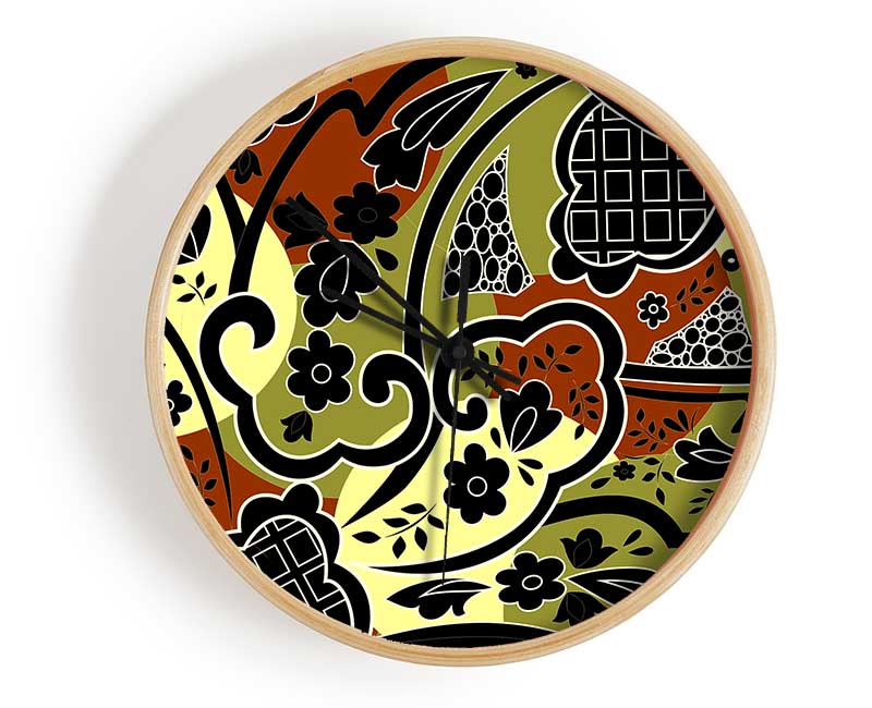 Paisley Leaves Clock - Wallart-Direct UK