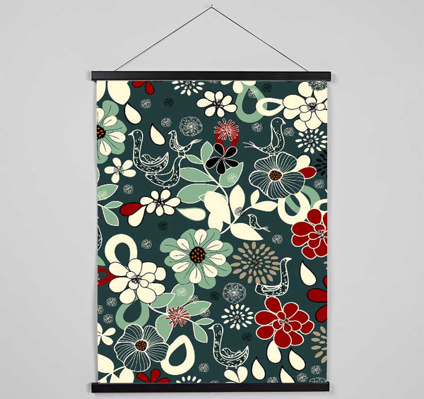 Intertwined Flowers Hanging Poster - Wallart-Direct UK