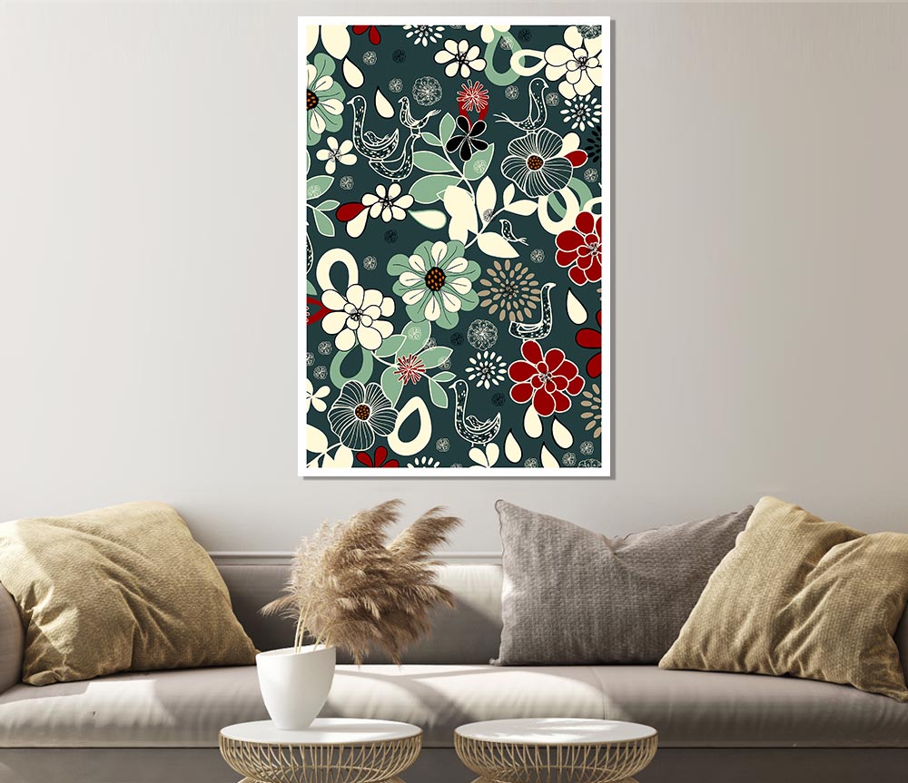 Intertwined Flowers Print Poster Wall Art