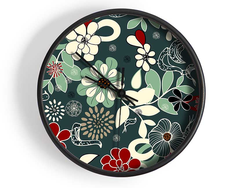 Flowers In Bloom Clock - Wallart-Direct UK