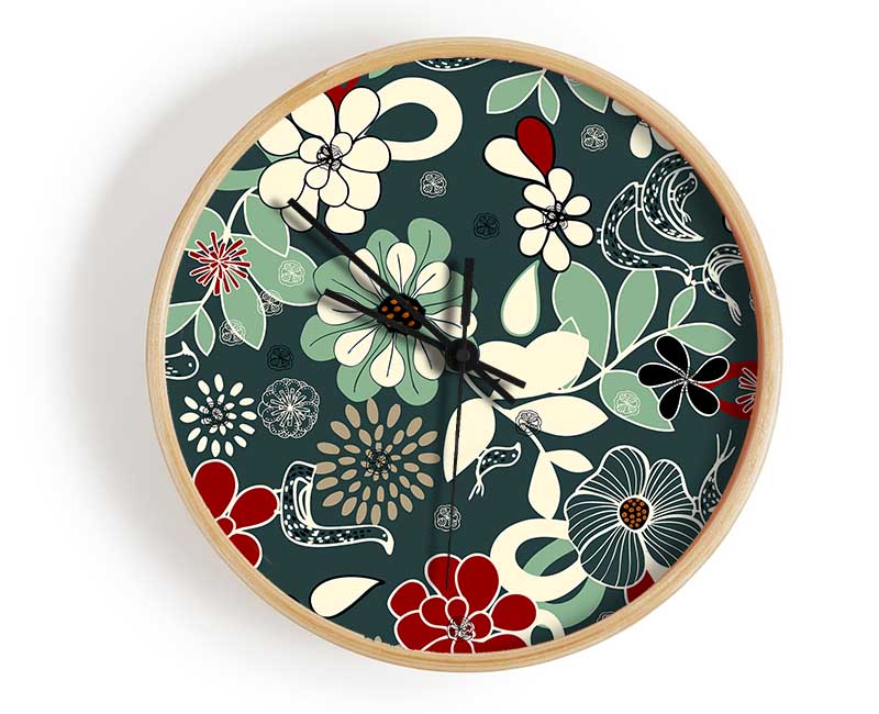 Flowers In Bloom Clock - Wallart-Direct UK