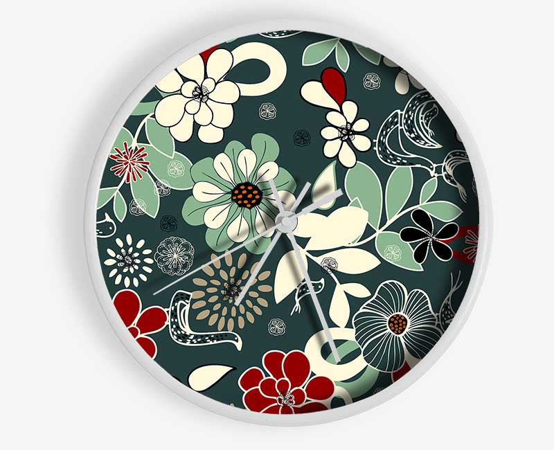 Flowers In Bloom Clock - Wallart-Direct UK