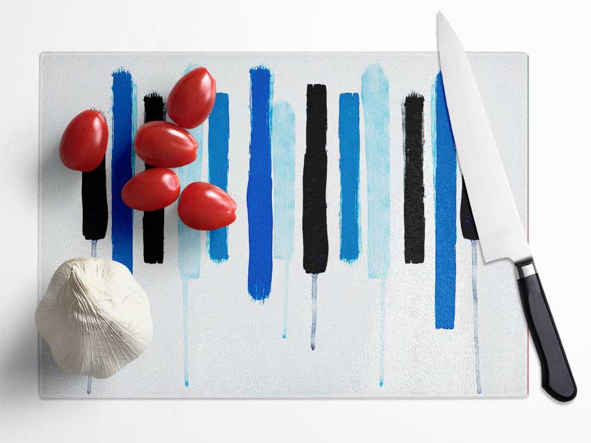 Piano Key Blues Glass Chopping Board