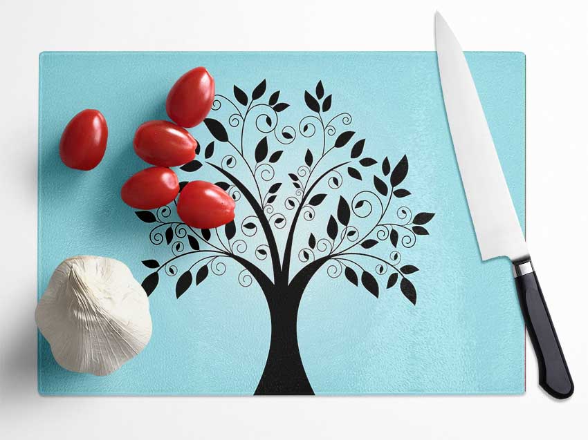 Surreal Blue Tree Glass Chopping Board