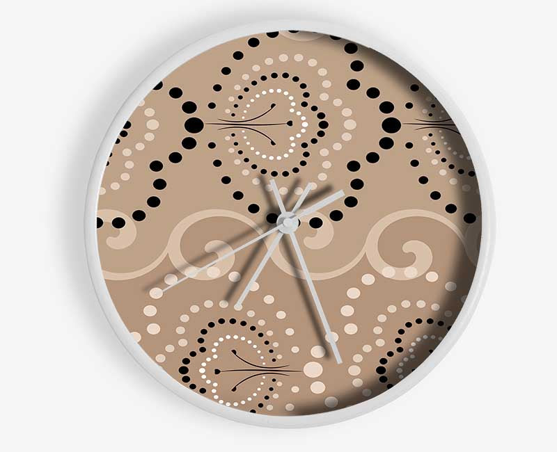 Beige Waves Of Flowers Clock - Wallart-Direct UK