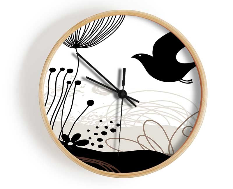 Bird In The Chocolate Garden Clock - Wallart-Direct UK