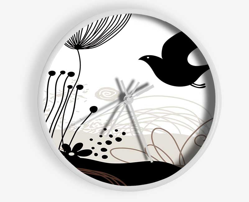 Bird In The Chocolate Garden Clock - Wallart-Direct UK