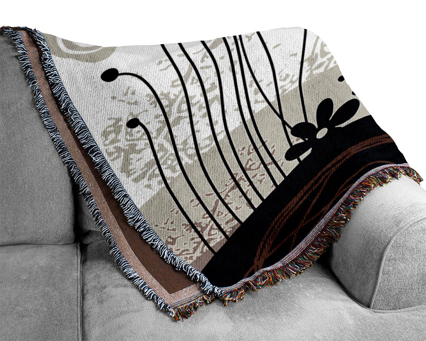 Bird In The Chocolate Garden Woven Blanket