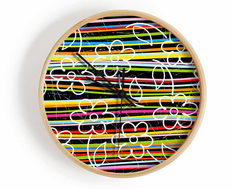 Vertical Rainbow Daisies Clock - Wallart-Direct UK