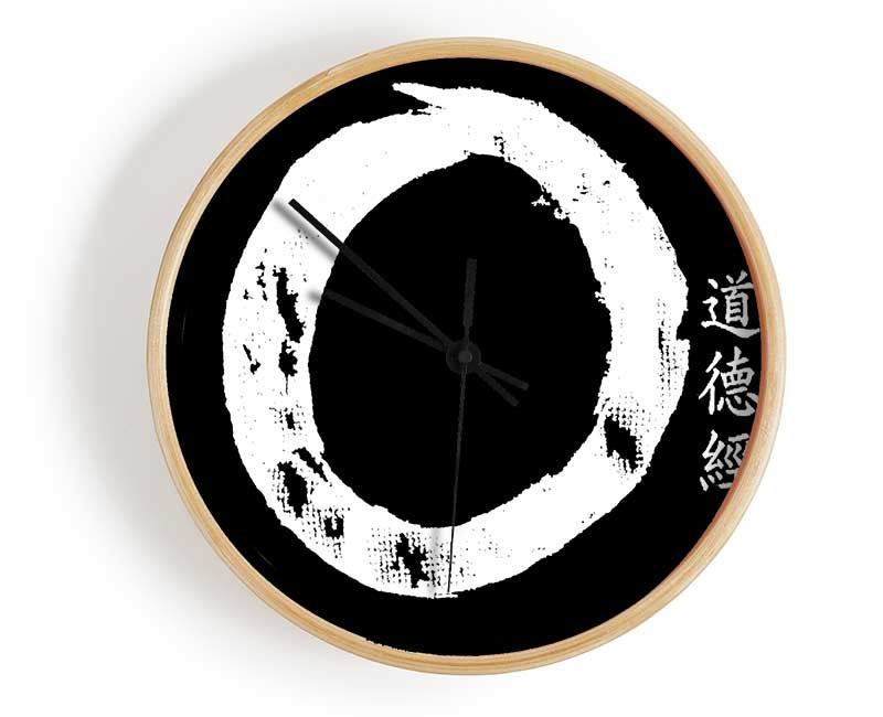 Never Ending Circle White On Black Clock - Wallart-Direct UK