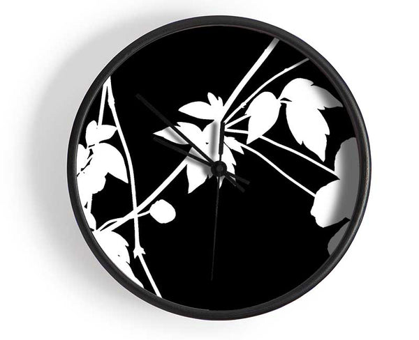 Garden Delight White On Black Clock - Wallart-Direct UK