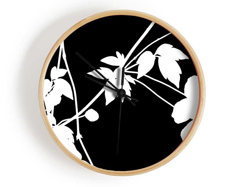 Garden Delight White On Black Clock - Wallart-Direct UK