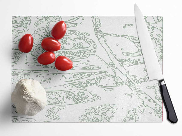 Interception Grey On White Glass Chopping Board