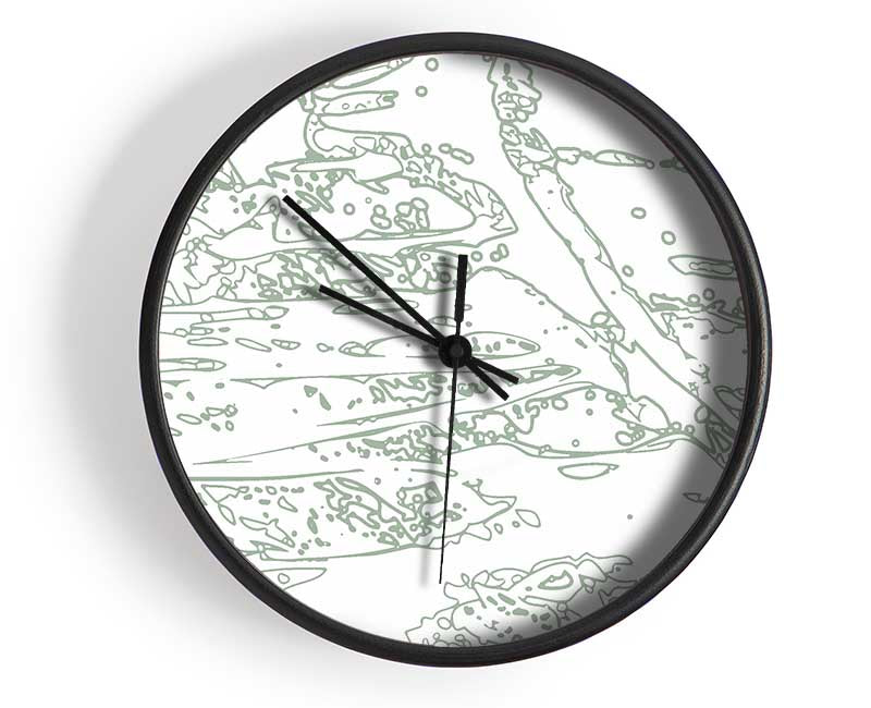 Interception Grey On White Clock - Wallart-Direct UK