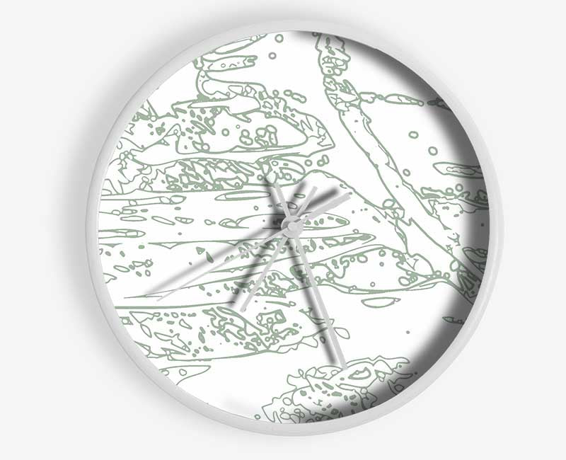 Interception Grey On White Clock - Wallart-Direct UK