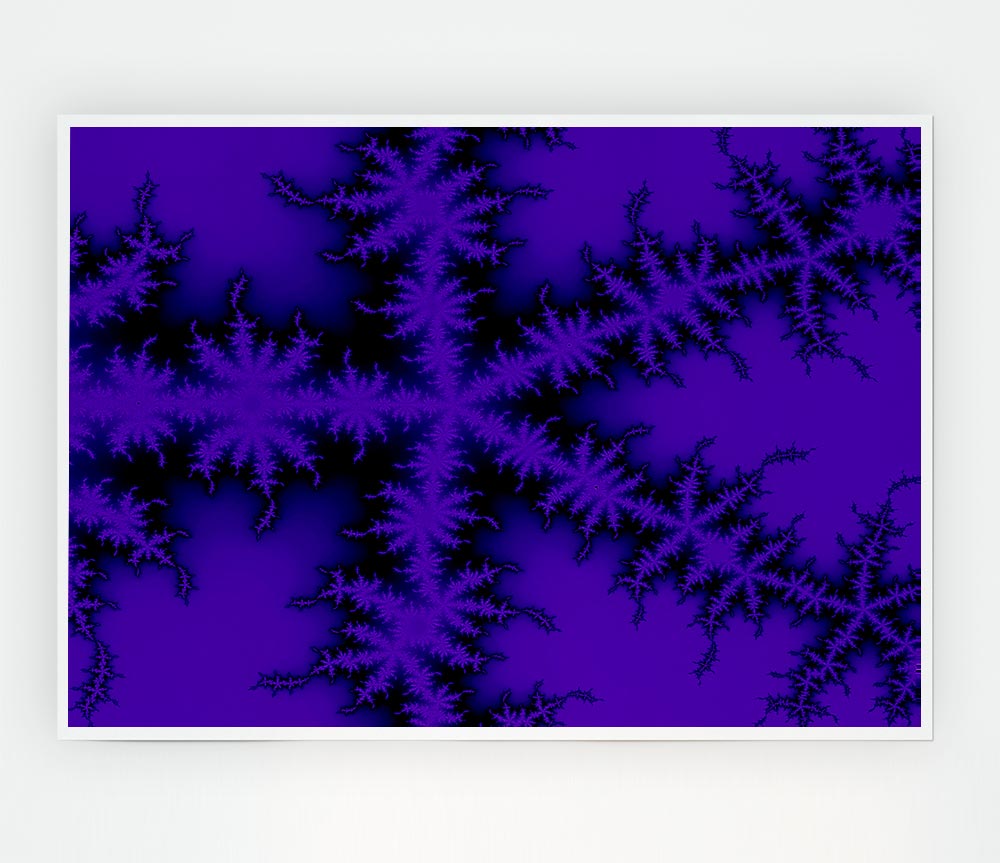 Internal Snow Flake Black On Purple Print Poster Wall Art