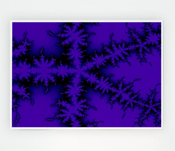 Internal Snow Flake Black On Purple Print Poster Wall Art