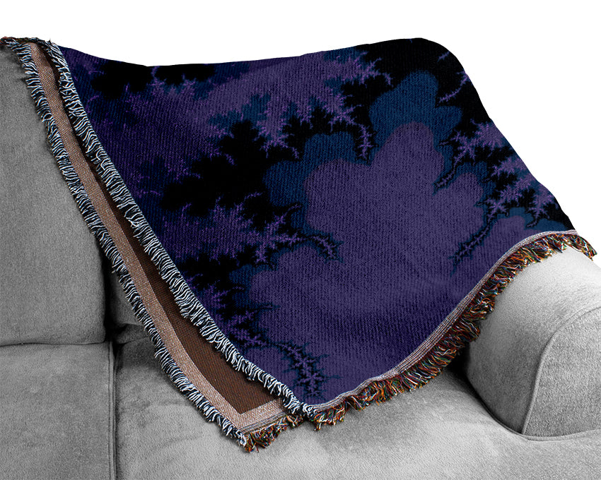 Internal Snow Flake Black On Purple Woven Blanket