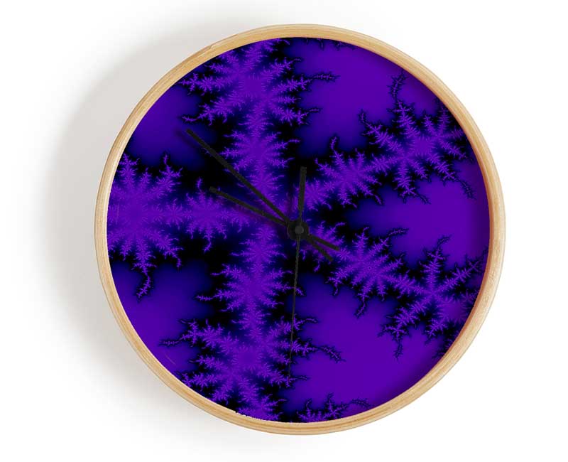 Internal Snow Flake Black On Purple Clock - Wallart-Direct UK