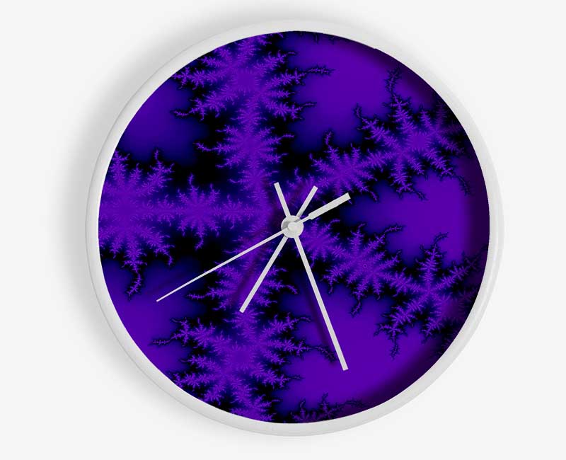 Internal Snow Flake Black On Purple Clock - Wallart-Direct UK