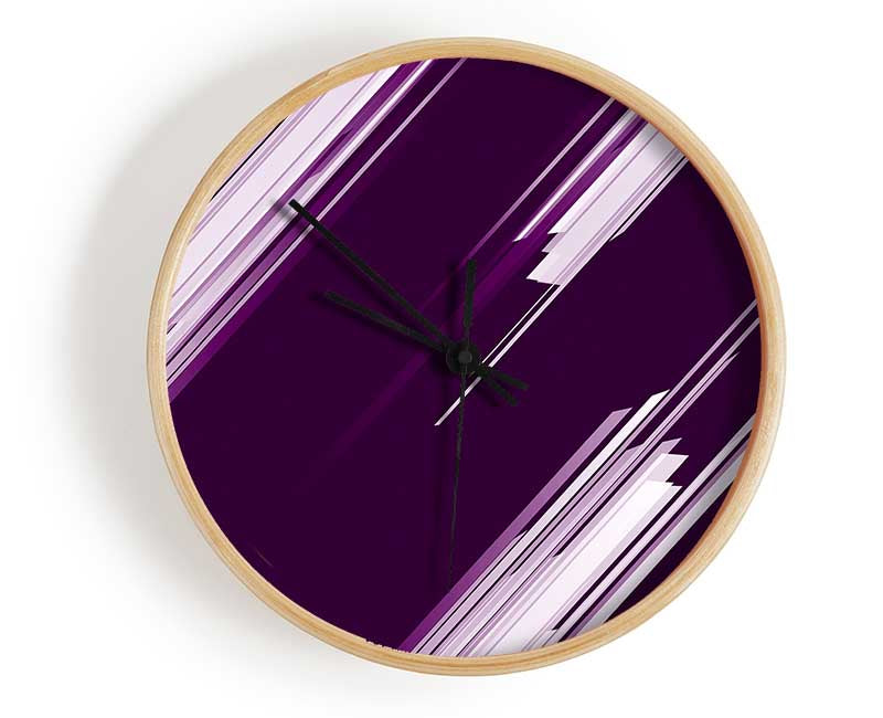 Shards Of Colour White On Purple Clock - Wallart-Direct UK