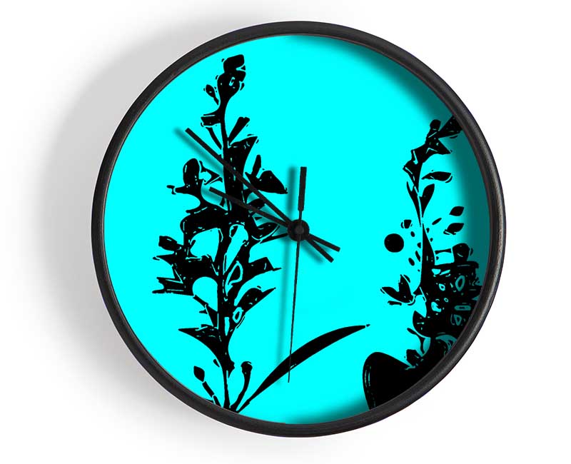 Freshness Of Beauty Aqua Black Clock - Wallart-Direct UK