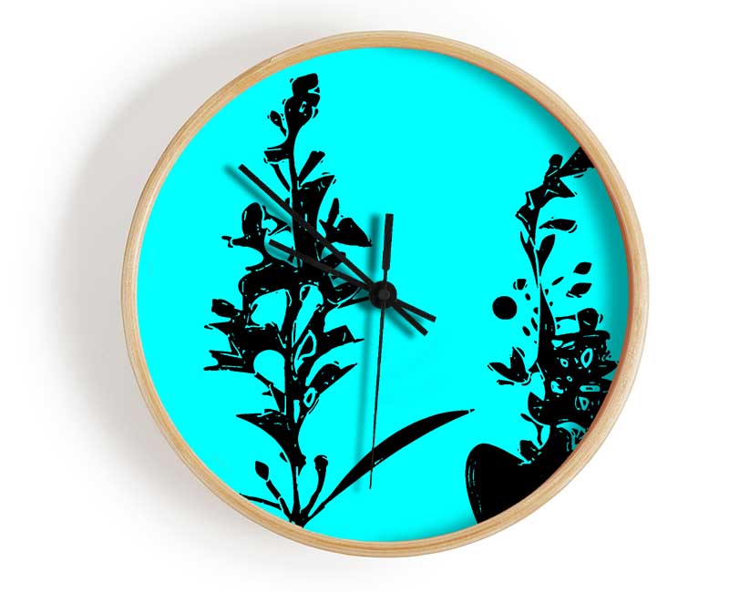 Freshness Of Beauty Aqua Black Clock - Wallart-Direct UK