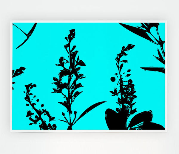 Freshness Of Beauty Aqua Black Print Poster Wall Art