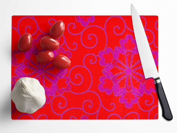 Red Decoration Glass Chopping Board