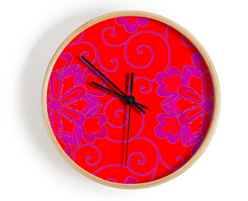 Red Decoration Clock - Wallart-Direct UK