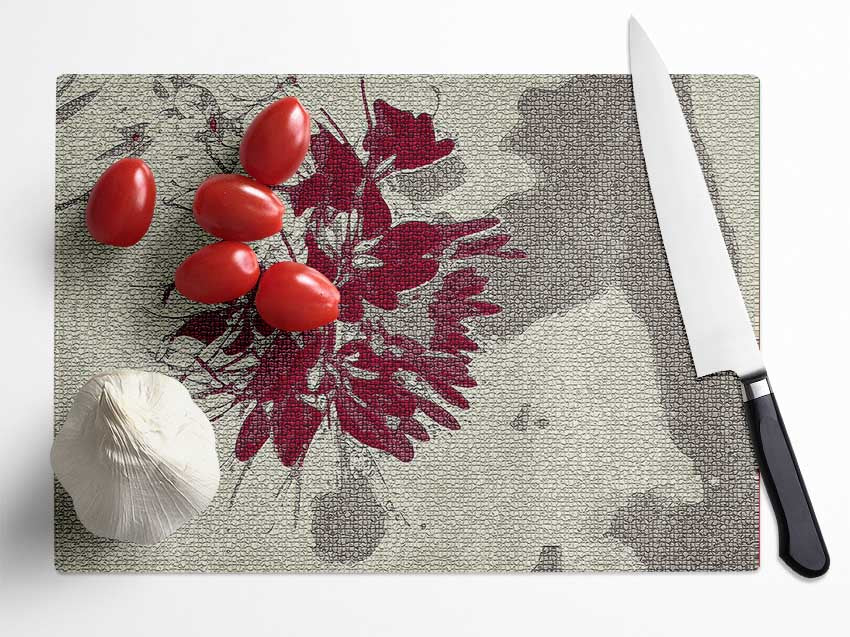 Retreat Grey Red Glass Chopping Board