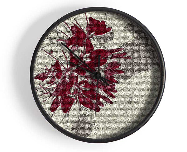 Retreat Grey Red Clock - Wallart-Direct UK